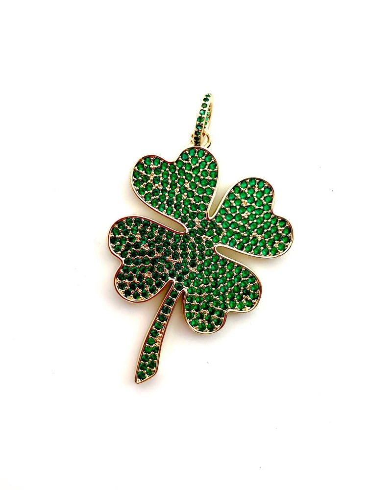 Front of a size O/S Shamrock Charm in Green in Green by Karli Buxton. | dia_product_style_image_id:330836